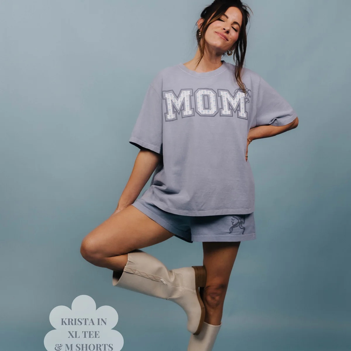 Blue Bow Mom Tee | Soft Relaxed Fit Women's T-Shirt | Staykation