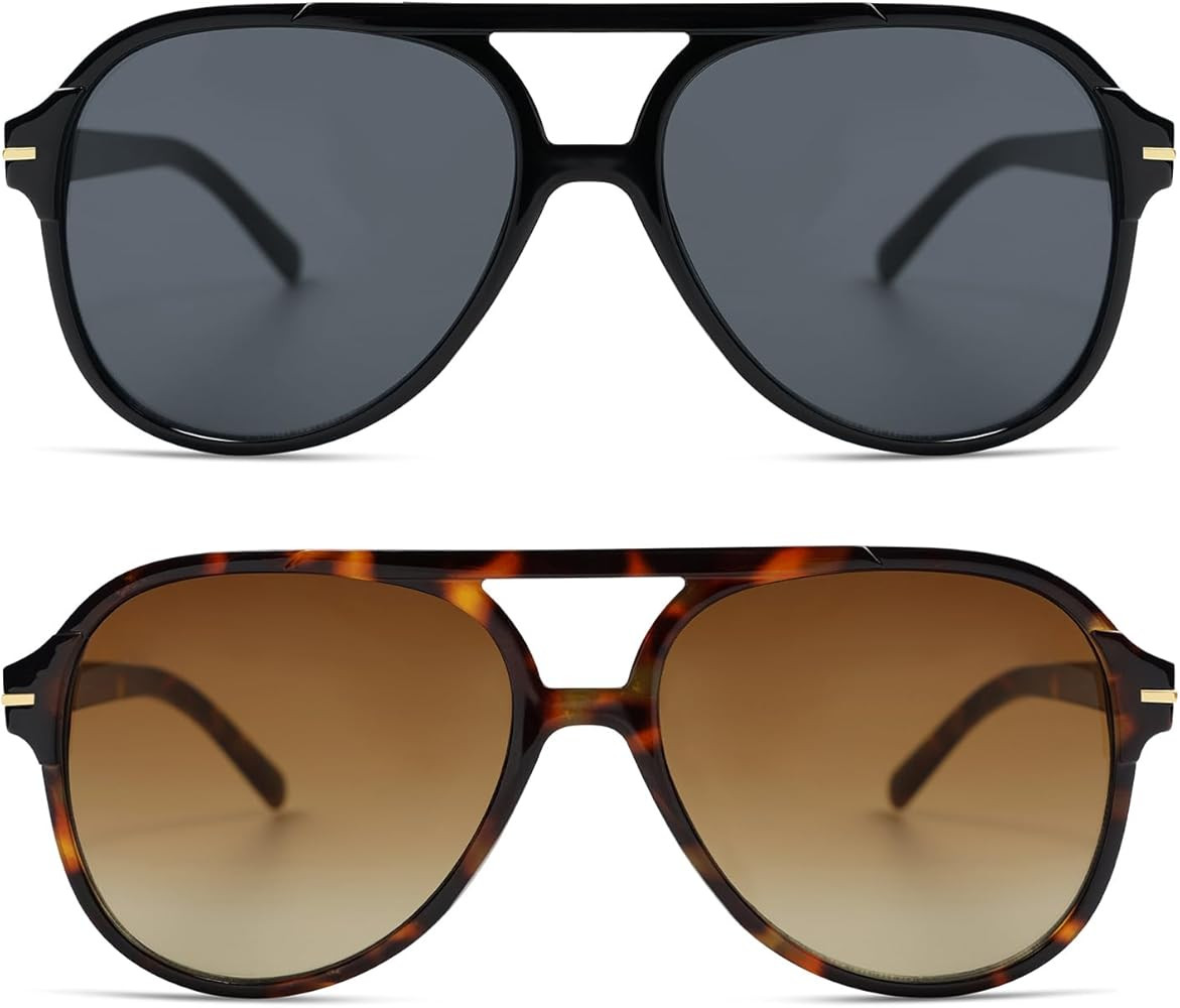 Retro Trendy Square Aviator Sunglasses Womens Mens 70s Classic Vintage Oversized Sun Glasses AR82... | Amazon (US)