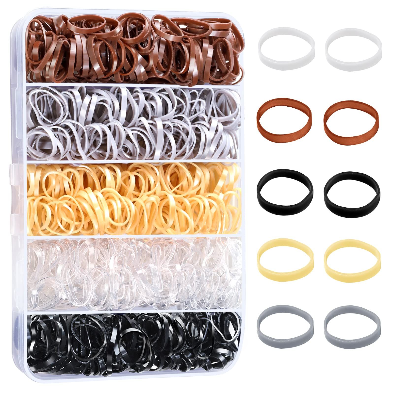 YGDZ Elastic Hair Bands, 5 Colors 600 pcs Hair Ties, Mini Hair Rubber Bands, Elastic Hair Ties fo... | Amazon (US)