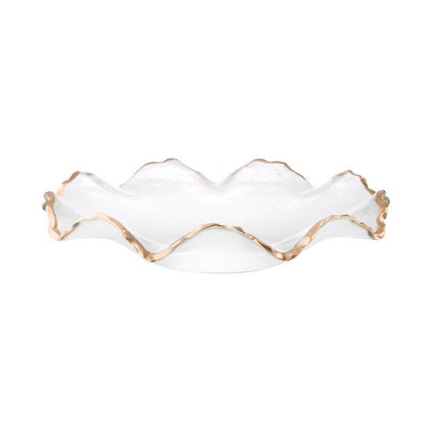 Classic Touch Glass Ruffle Bowl with Gold Edge | Target