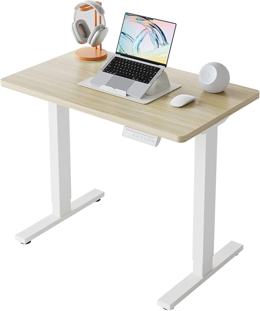 HUANUO 32" Small Electric Standing Desk Adjustable Height, 4 Memory Height Settings, Sit Stand Up... | Amazon (US)