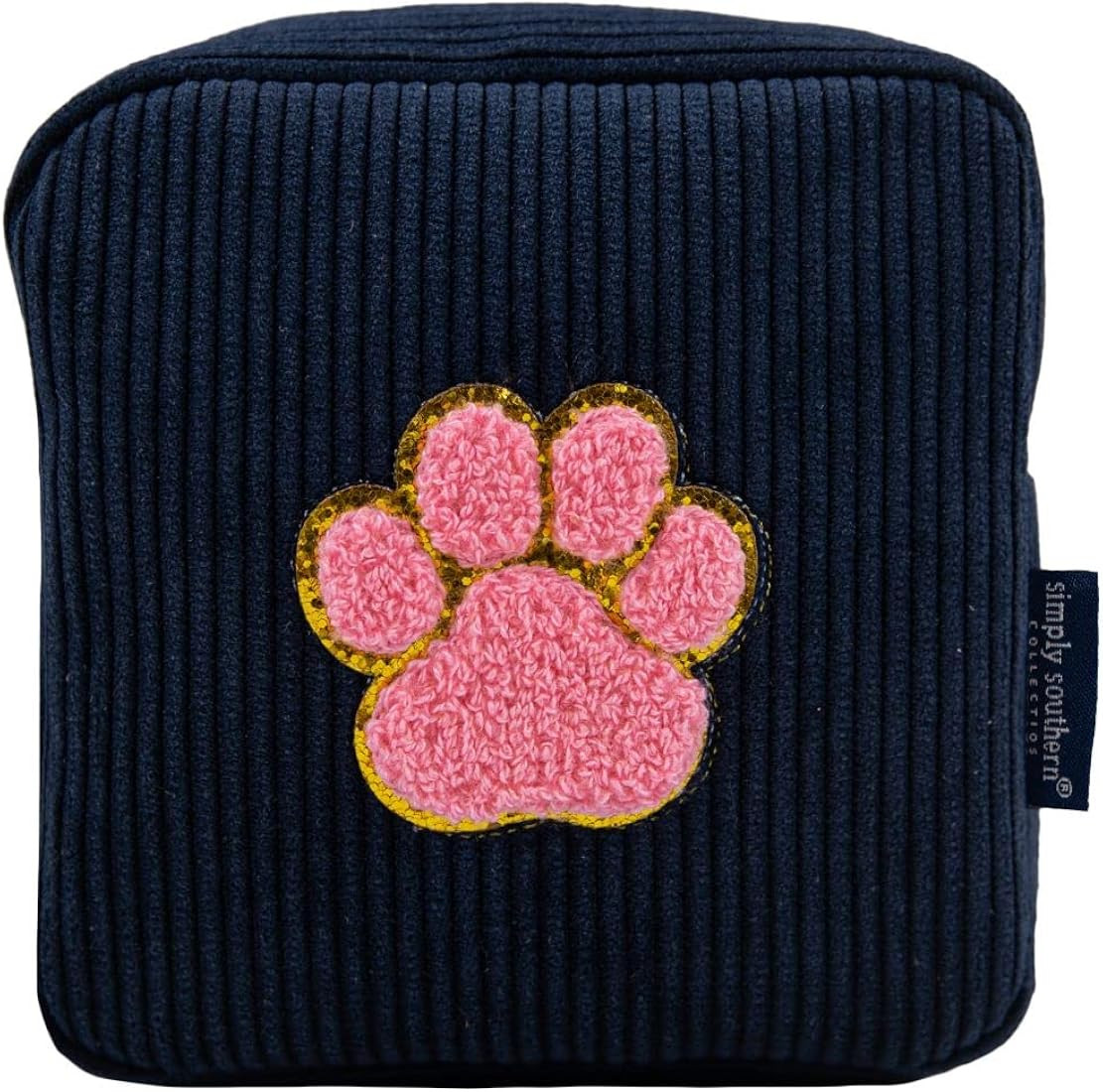 Simply Southern Corduroy Navy Blue Paw Print Sparkle Bag | Amazon (US)