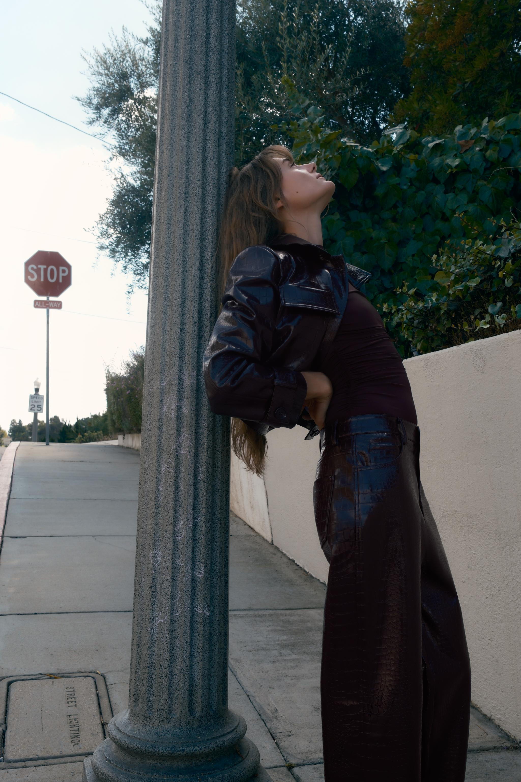 ANIMAL EMBOSSED FAUX LEATHER STRAIGHT TROUSERS | Zara UK