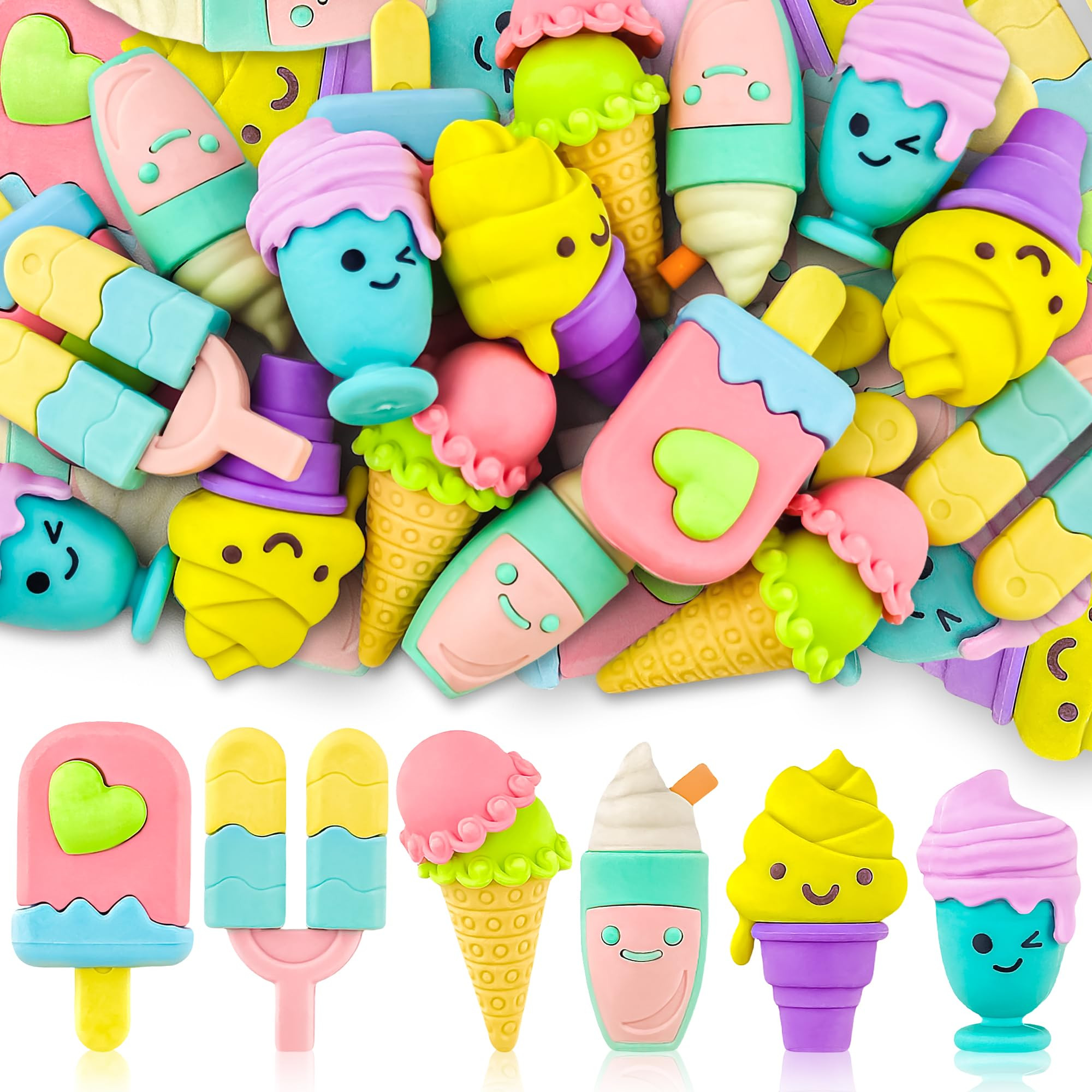 24 pcs Ice Cream Erasers for Kids Desk Pets,3D Take Apart Pencil Erasers Puzzle Erasers Classroom... | Amazon (US)