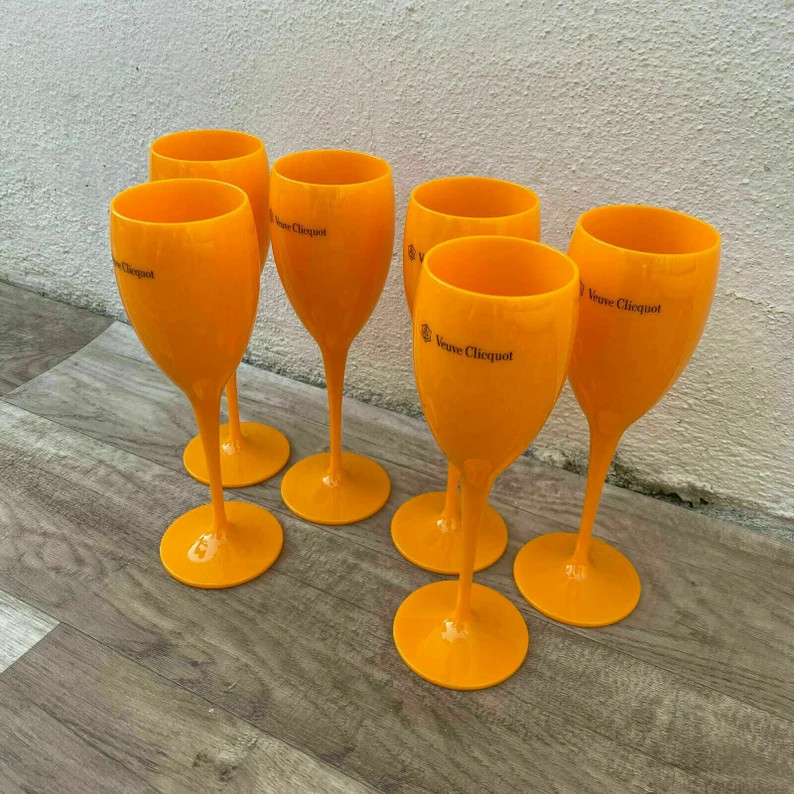 6 X Veuve Cliquot Clicquot Orange Glasses Flutes Cup Ice Champagne 1405221 - Etsy | Etsy (US)