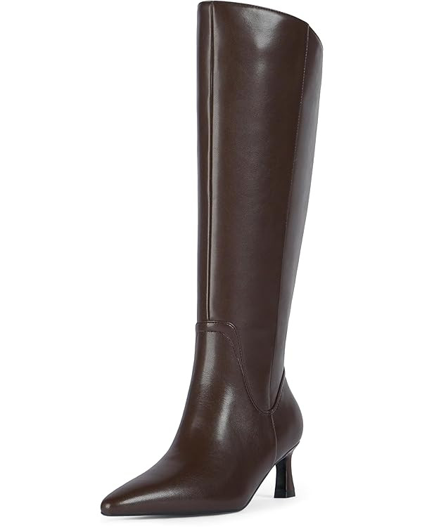 Knee High Boots Womens Pointed Toe 2.17-Inch Kitten Heel Side Zipper Fall Long Tall Boots for Wom... | Amazon (US)