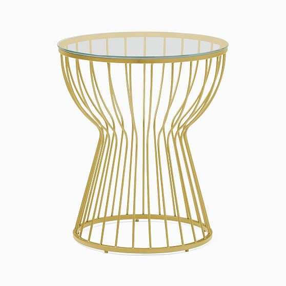 Pillar Glass/Green Gold Round Side Table | West Elm (US)