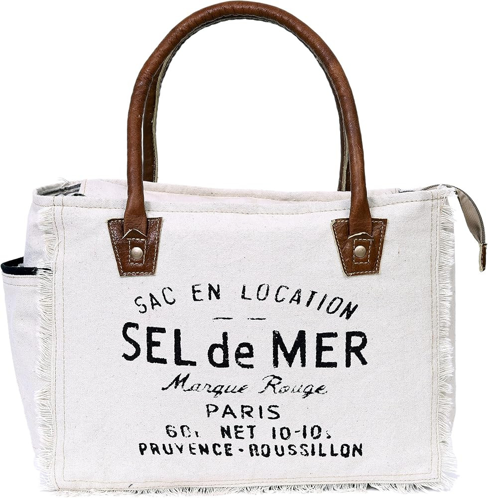 CLA Bags Sel De Mer Upcycled Canvas Hand Bag Upcycled Canvas & Cowhide Tote Bag Radiant Upcycled Can | Amazon (US)