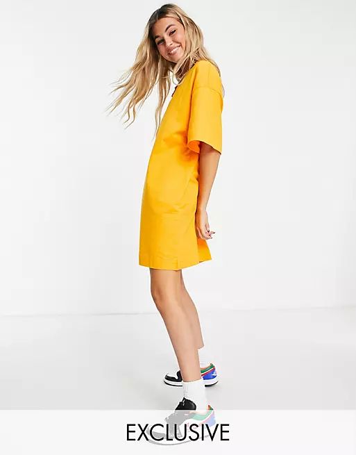COLLUSION organic cotton mini t-shirt dress in orange | ASOS (Global)