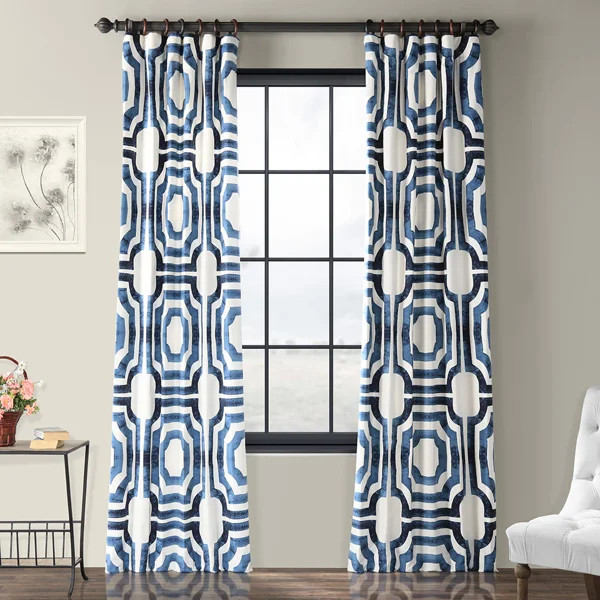 Magari Geometric Printed Cotton Rod Pocket Room Darkening Curtains - Single Panel Drapes | Wayfair North America