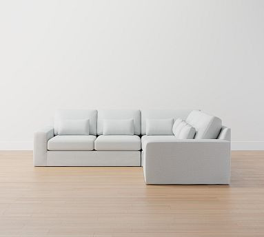 Big Sur Square Arm Deep Seat Slipcovered 3-Piece L-Sectional | Pottery Barn (US)