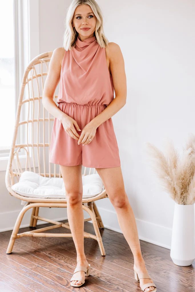 Give You More Blush Pink Cowl Neck Romper | The Mint Julep Boutique