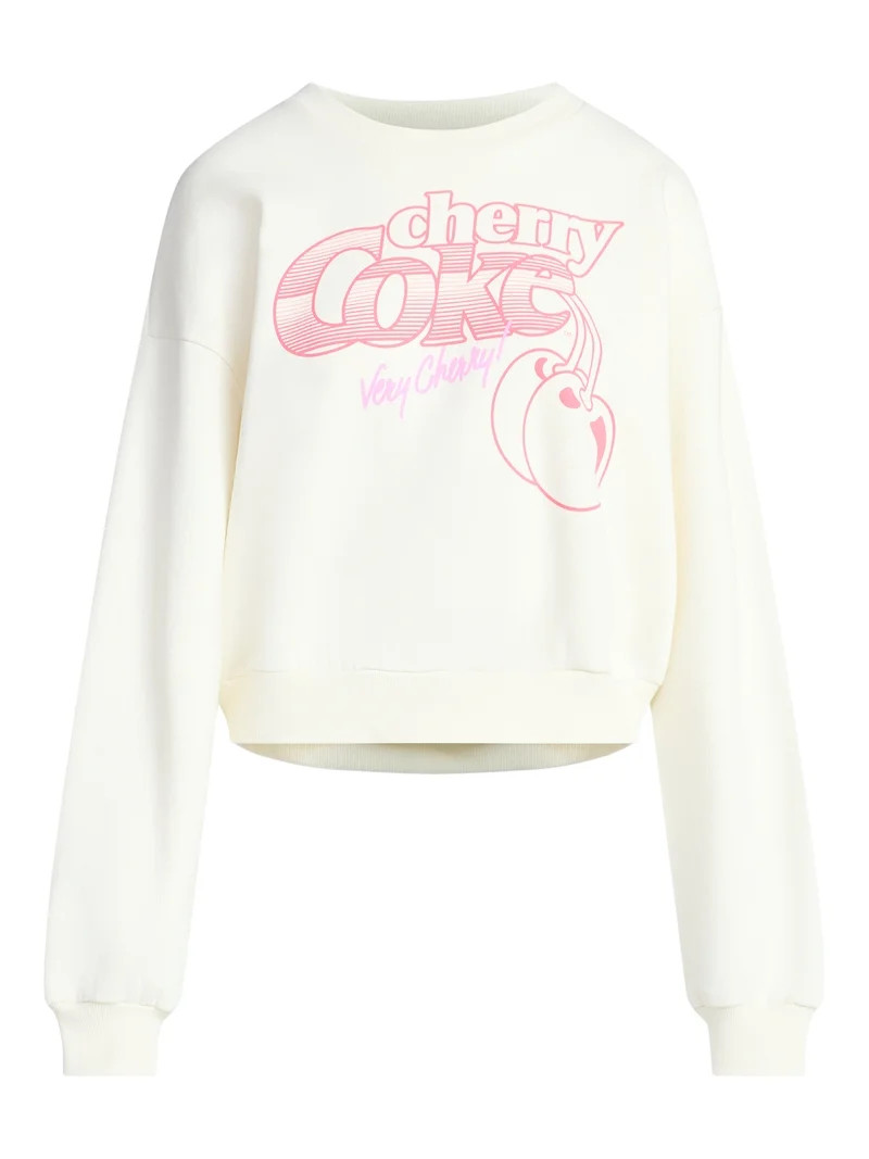 Cherry Coke Women's Cropped Boxy Graphic Sweatshirt, Sizes XXS-XXL | Walmart (US)