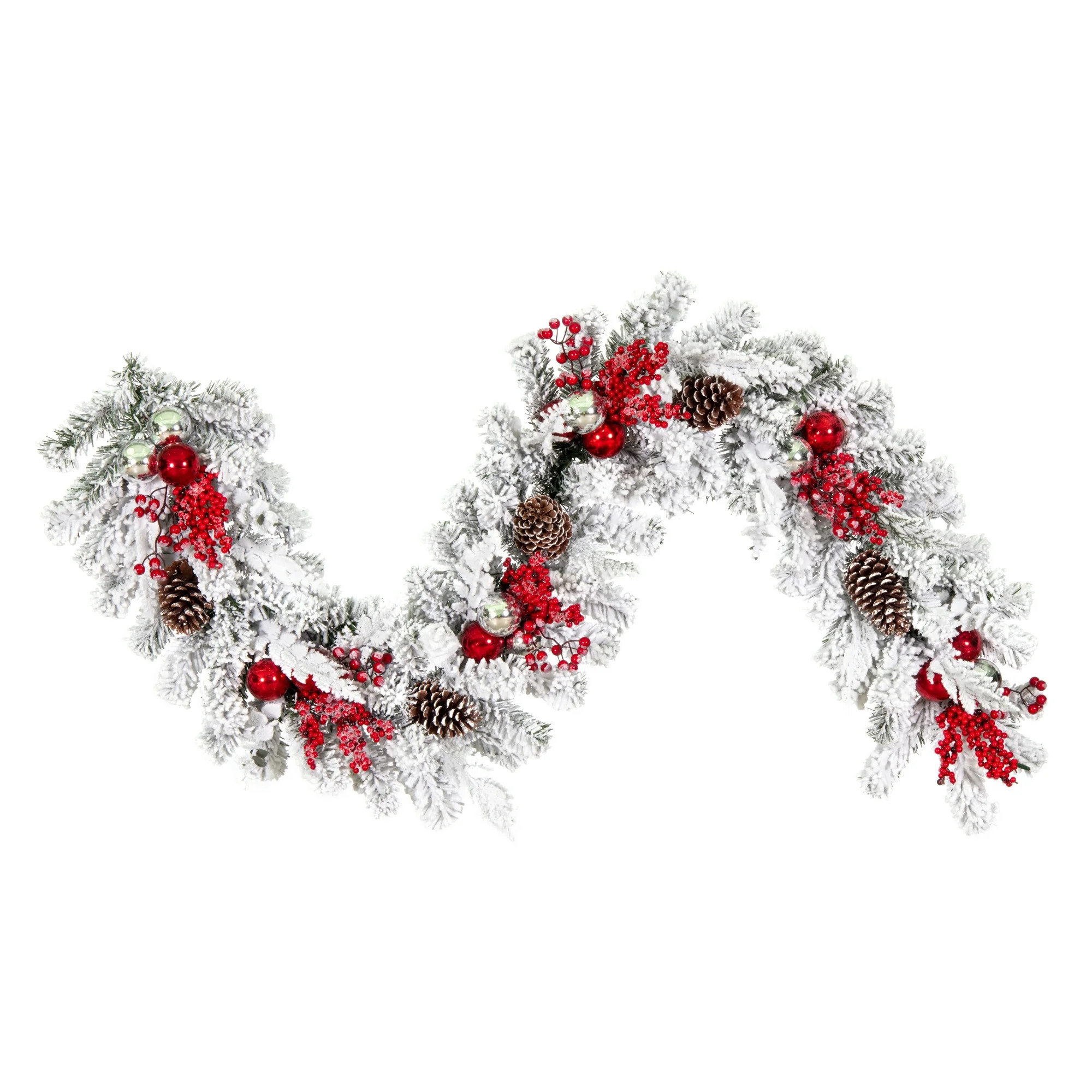 Vickerman 6' x 16" Flocked Artificial Christmas Garland, Unlit | Walmart (US)