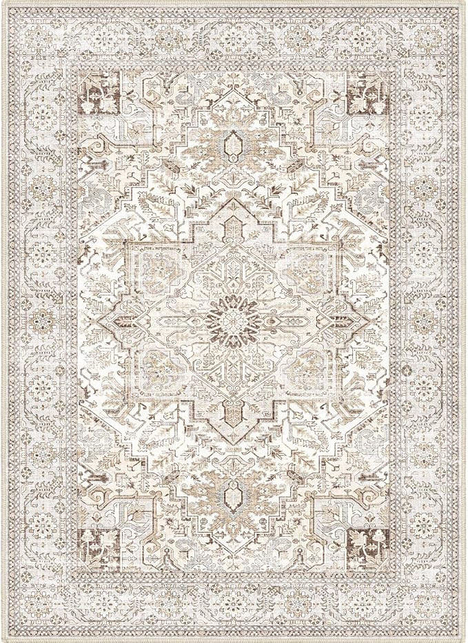 Area Rug 9x12 for Living Room, Large Cream Area Rugs, Large Rugs for Living Room,Washable Area Ru... | Amazon (US)