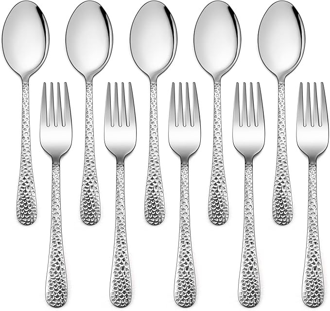 LIANYU 10-Piece Kids Silverware Set, Includes 5 Kid Spoons, 5 Kid Forks, Stainless Steel Toddler ... | Amazon (US)
