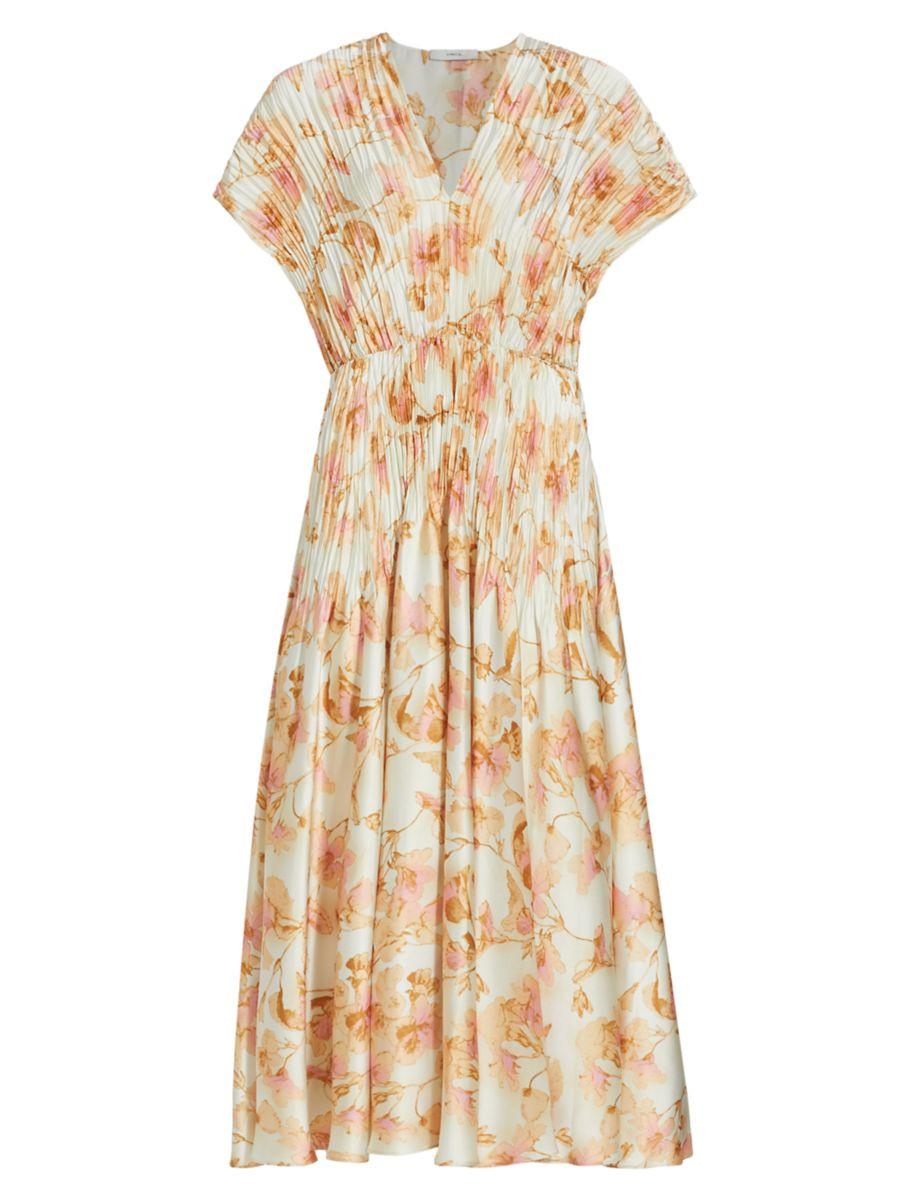 Satin Floral V-Neck Maxi Dress | Saks Fifth Avenue