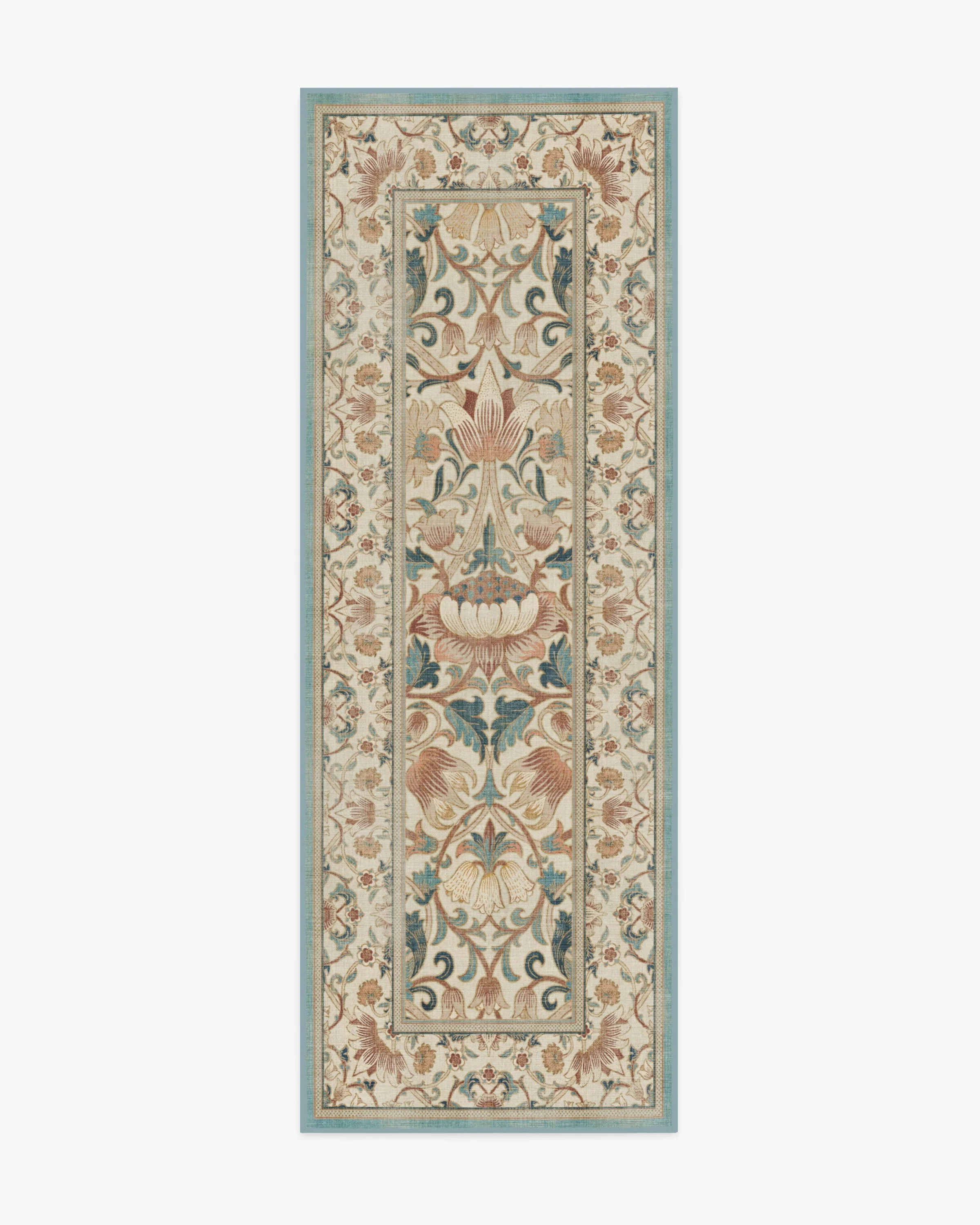Lodden Soft Rose & Teal Rug by Morris & Co. | Ruggable US | Ruggable