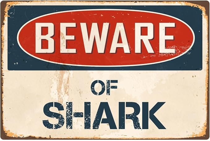 StickerPirate Beware of Shark 8” x 12” Vintage Aluminum Retro Metal Sign VS380 | Amazon (US)