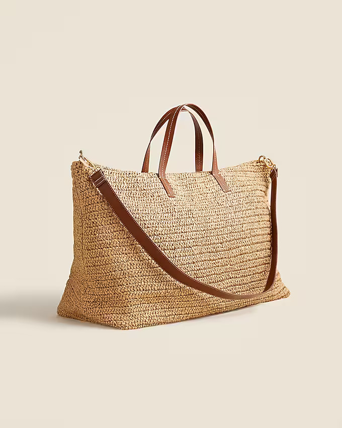 Palma overnight tote in handknotted straw and leather | J. Crew US
