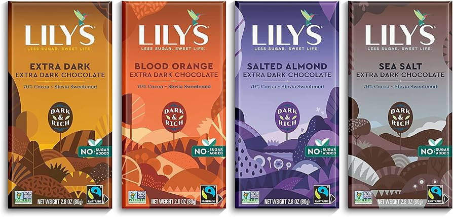 Variety 70% Dark Chocolate Bar Sampler by Lily's | Stevia Sweetened, No Added Sugar, Low-Carb, Ke... | Amazon (US)