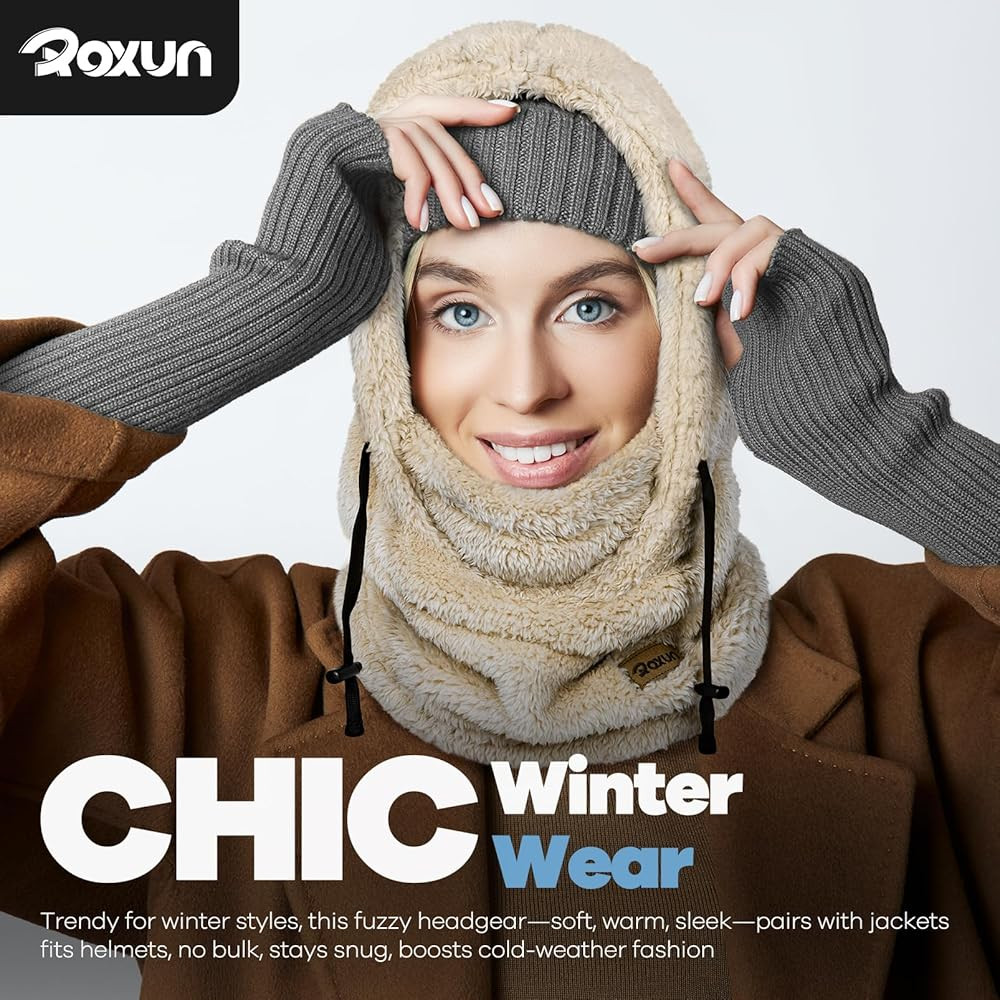 Ski Mask Fleece Balaclava, Windproof Face Mask Winter Warm Neck Cover Helmet Hood for Men Women | Amazon (US)