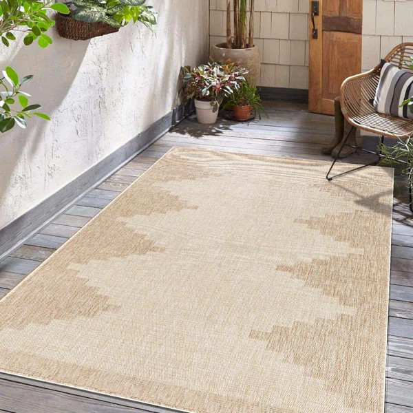 Mendota Mortimer Southwestern Tan Indoor/Outdoor Area Rug | Wayfair North America