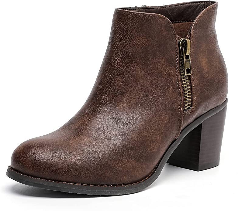 Luoika Women's Wide Width Ankle Boots, Chunky Heel Side Zipper Extra Wide Winter Booties. | Amazon (US)