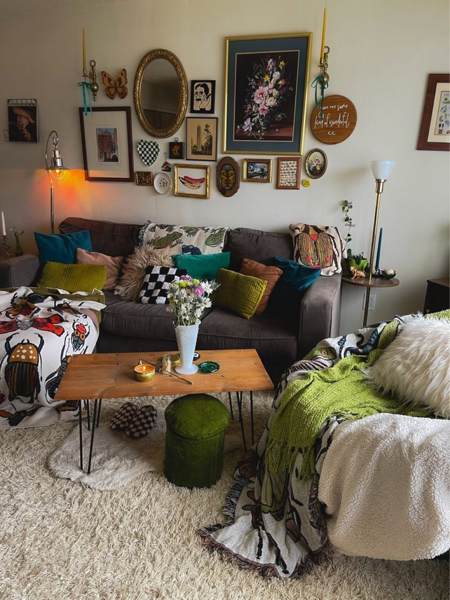 Cozy eclectic living room ⚡️🏁🛋️🧳🤎🎞️🖼️🕯️🥝☕️

#livingroom #den #cozyden #cozylivingroom #ltklivingroom #maximalist #maximalisteclectichome #bohohome #eclecticboho #ltklifestyle #lifestyle #lamp #eclecticlivingroom #eclectichome #vintagefinds #couch #comfychair #frames #vase #thrift #coffeetable #pillows #pillow #blanket #footstool #stool #houseshoes #checkered #sidetable #gallerywall #LTKFallSale

#LTKHome #LTKStyleTip