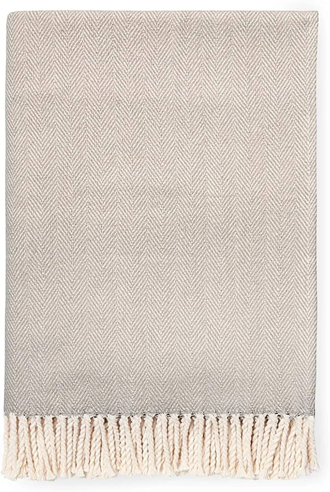 Sferra Celine Herringbone, 100% Cotton Throw Blanket - Mushroom | Amazon (US)