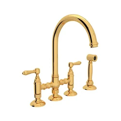 Rohl A1461LMWS-2 Country Kitchen Bridge Faucet with Side Spray and Metal Lever Handles | Bed Bath & Beyond