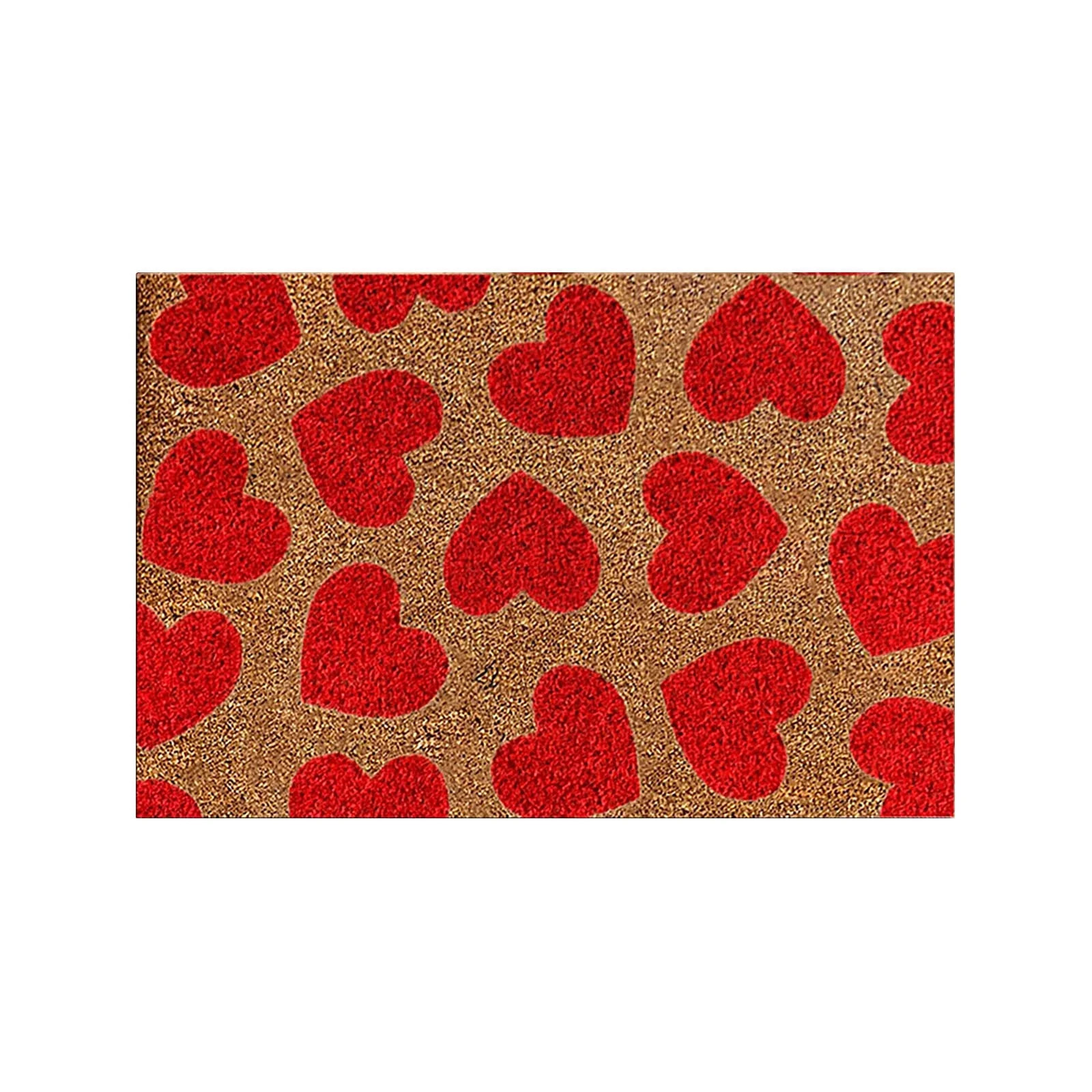 Valentine's Day Natural Coir Doormat Red Love Heart Welcome Floor Mat Non- Entrance Door Rugs for... | Walmart (US)
