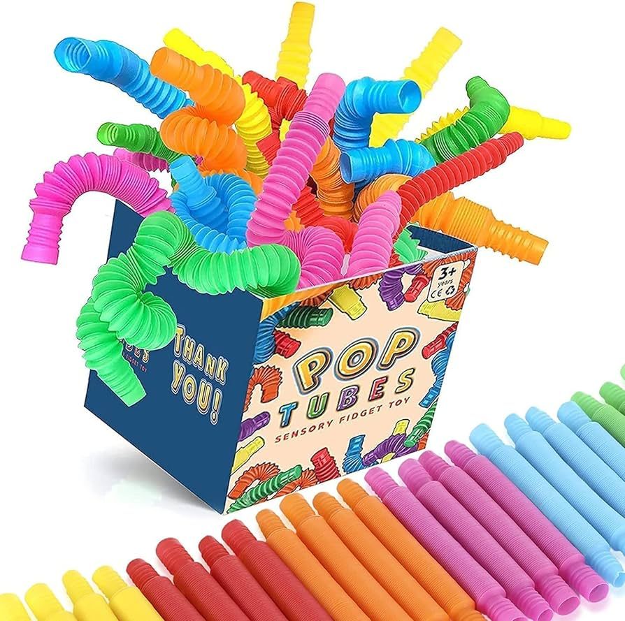 Pop Tubes Mini 24 Pack, Sensory Fidget Party Favors Bulk Toys for Kids, Stress Relief Toys for AD... | Amazon (US)