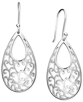 Giani Bernini Open Filigree Drop Earrings in Sterling Silver, Created for Macy's - Macy's | Macy's