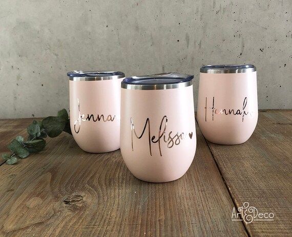 STEMLESS WINE TUMBLER / rose wine tumbler / bridesmaid tumbler / custom wine glass / bridesmaid c... | Etsy (US)