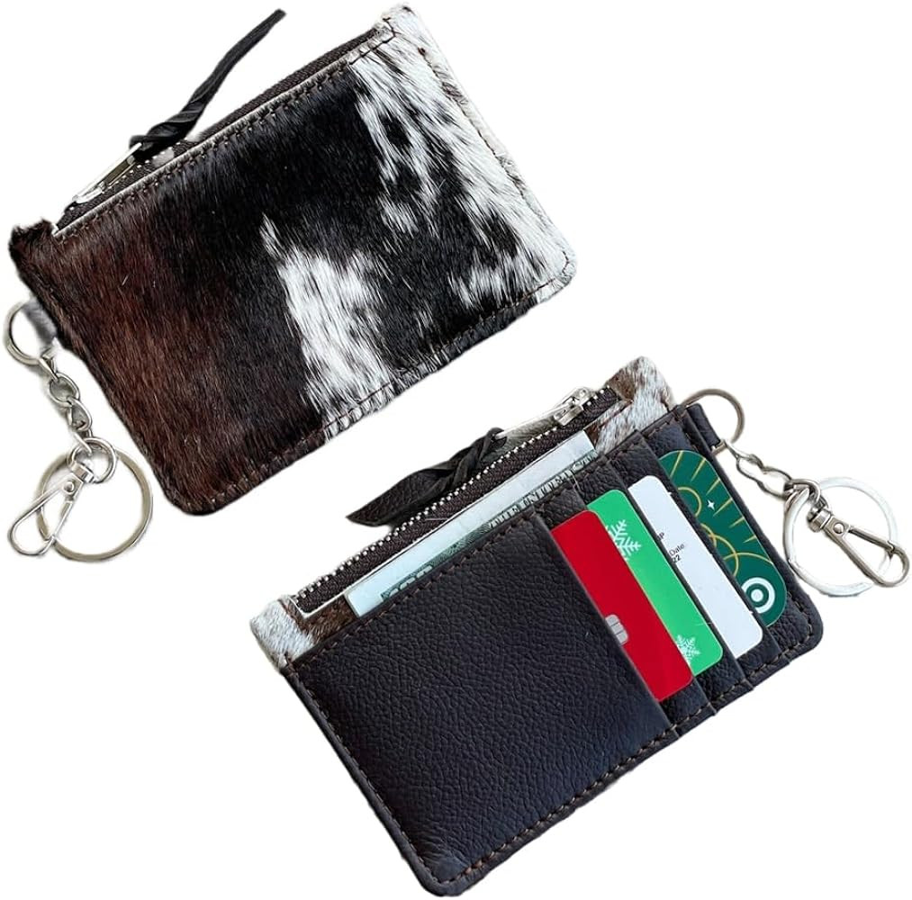 Chic Cowhide Keychain Wallet with Credit Card Holder, Coin Purse - Ideal Gifts for Her | Amazon (US)