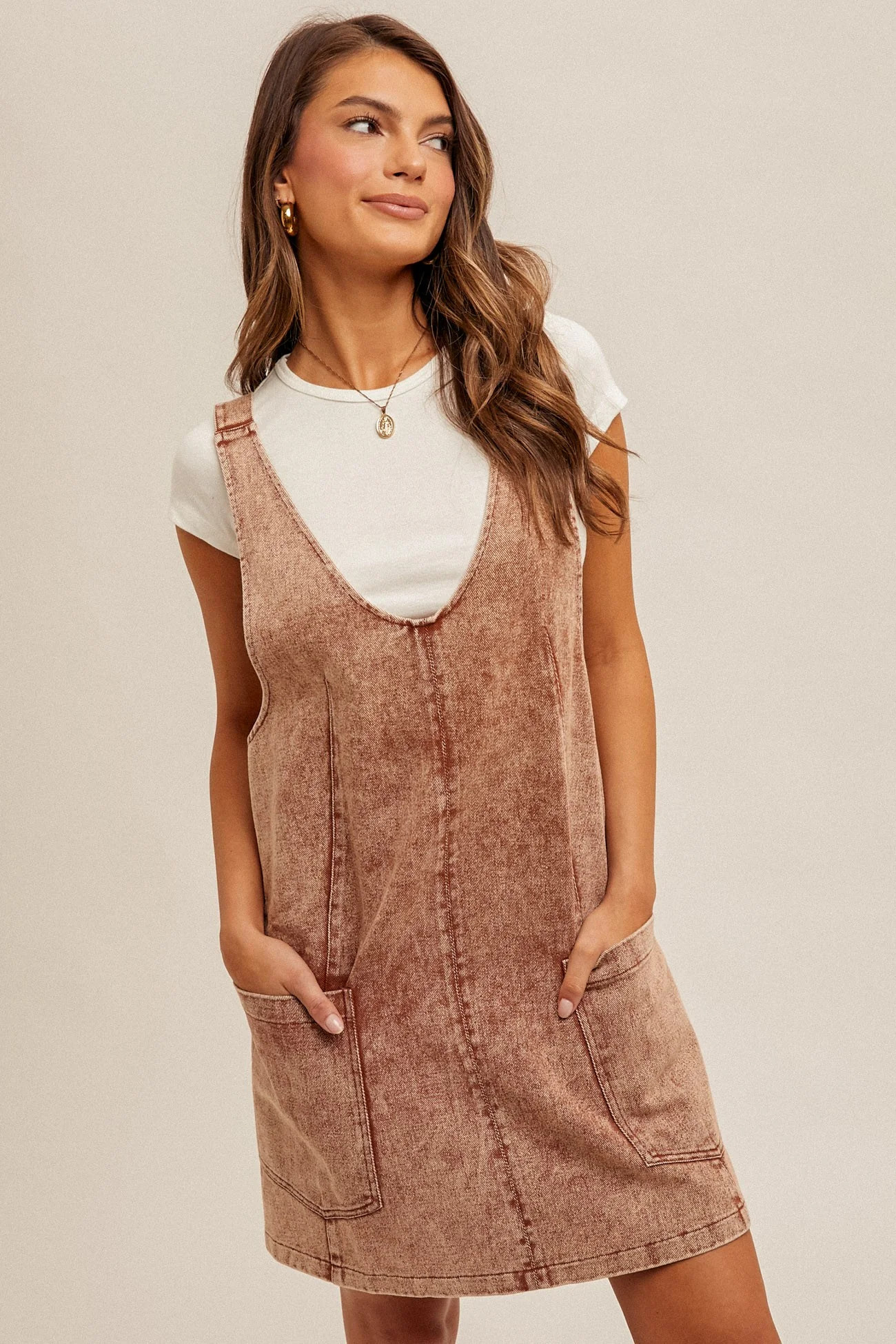Rust Wash Twill Overall Dress | PinkBlush Maternity