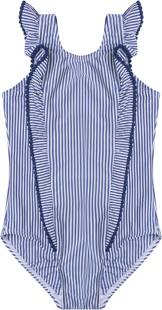 LIZENS Girls Swimsuit Kids Scalloped One Piece Ruffle Swimsuit Girls Swimwear Print | Amazon (US)