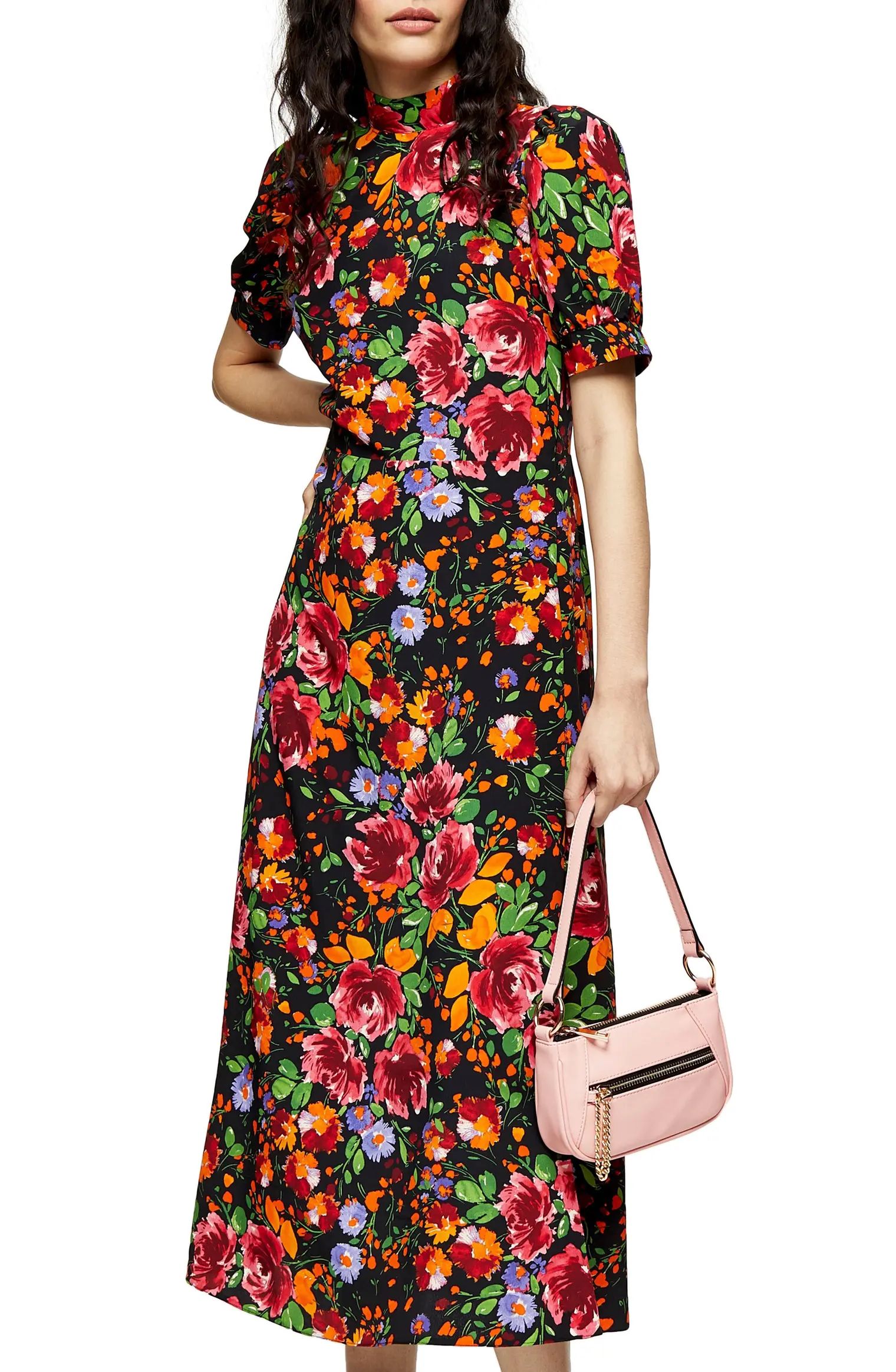 Floral Print Midi Tea Dress | Nordstrom