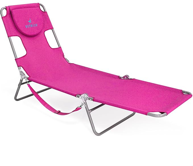 Ostrich Beach Lounge Chair, Folding & Reclining Outdoor Chaise Lounger, Pink - Portable Adjustabl... | Amazon (US)