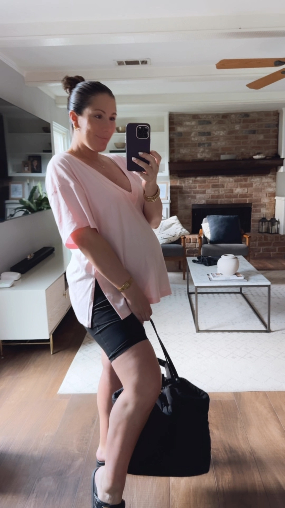 RUN!! And get this oversized v neck tshirt!! It’s less than $11 and amazing material and fit 🙌🏼🙌🏼 comes in a ton of colors too.  Paired them here with my maternity biker shorts and Amazon sandals 

#LTKSaleAlert #LTKActive #LTKBump