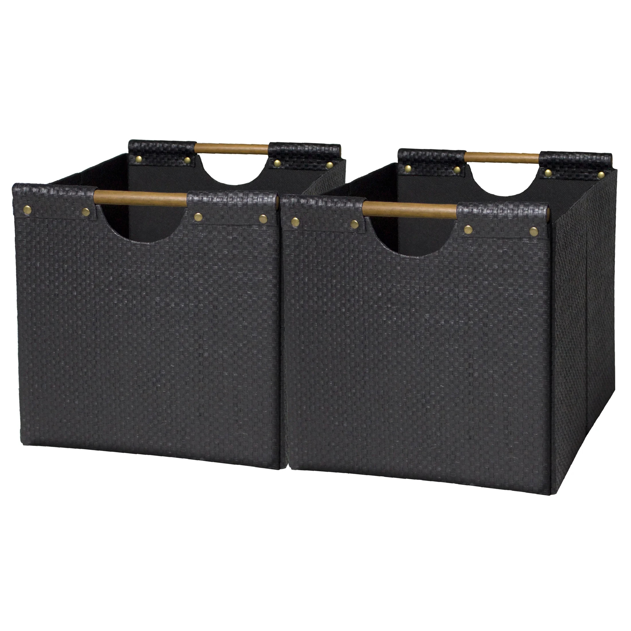 Better Homes & Gardens Fabric Cube Storage Bins (12.75" x 12.75"), 2 Pack, Black Woven | Walmart (US)