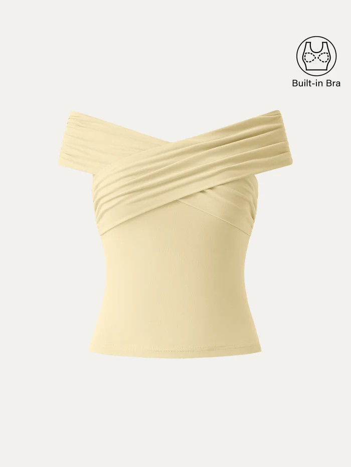 Criss Cross Off Shoulder New Airy Bra Top | OGLmove