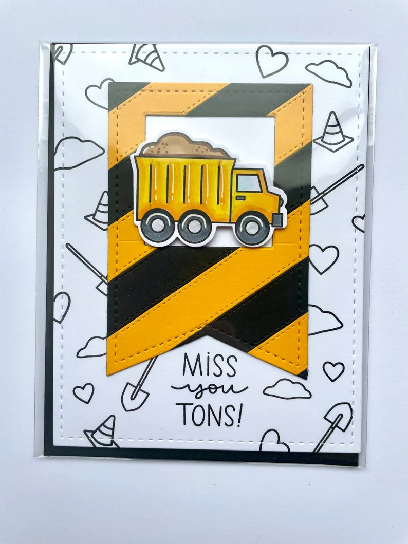 Construction Truck Valentines Day Card - handmade | Etsy (US)