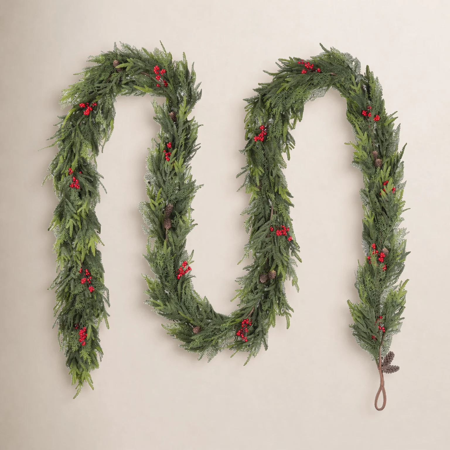 PE Dripping Christmas Garland – with Pinecones & Red Berries | Wayfair North America