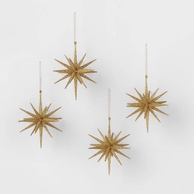 4pk Glitter Starburst Christmas Tree Ornament Gold - Wondershop&#8482; | Target