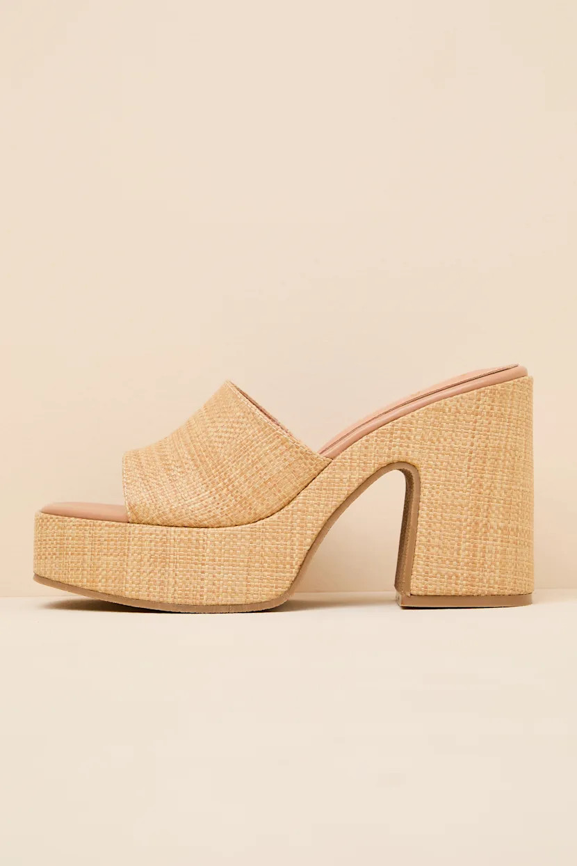 Drexel Beige Raffia Platform Slide Sandals | Lulus