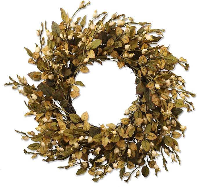 K&K Interiors 40959A 28 Inch Cream Berry Wreath W/Olive Green Leaves | Amazon (US)