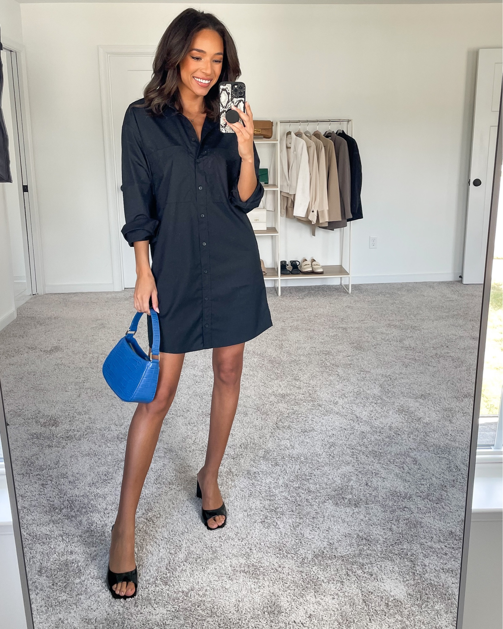 Black shirt dress sales outfit