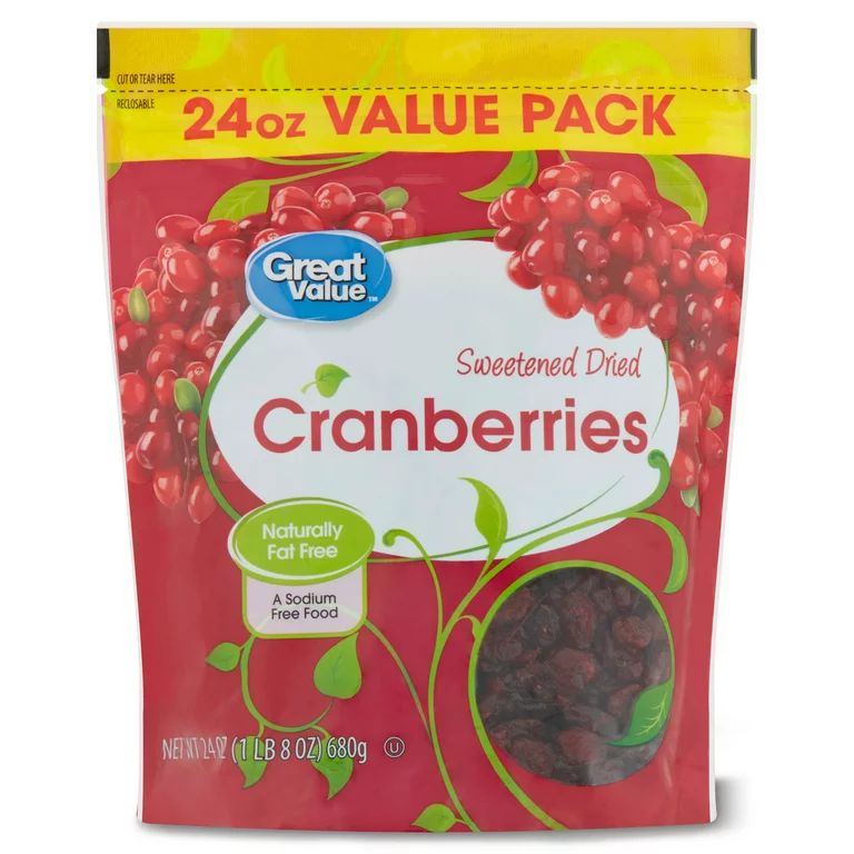 Great Value Dried Cranberries, Sweetened, 24 oz Value Pack - Walmart.com | Walmart (US)